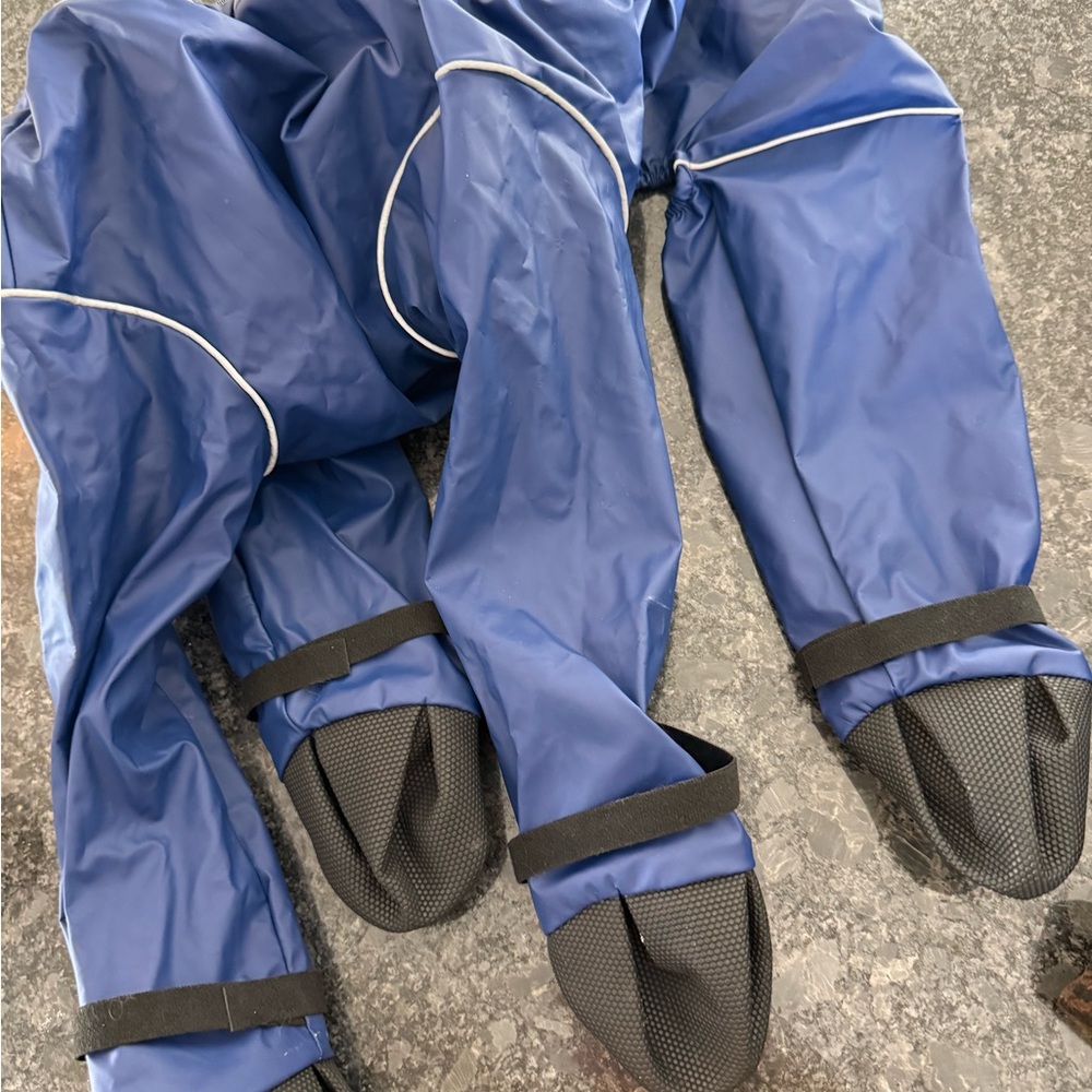 Blue Waterproof  Dog Waders with Black Soles